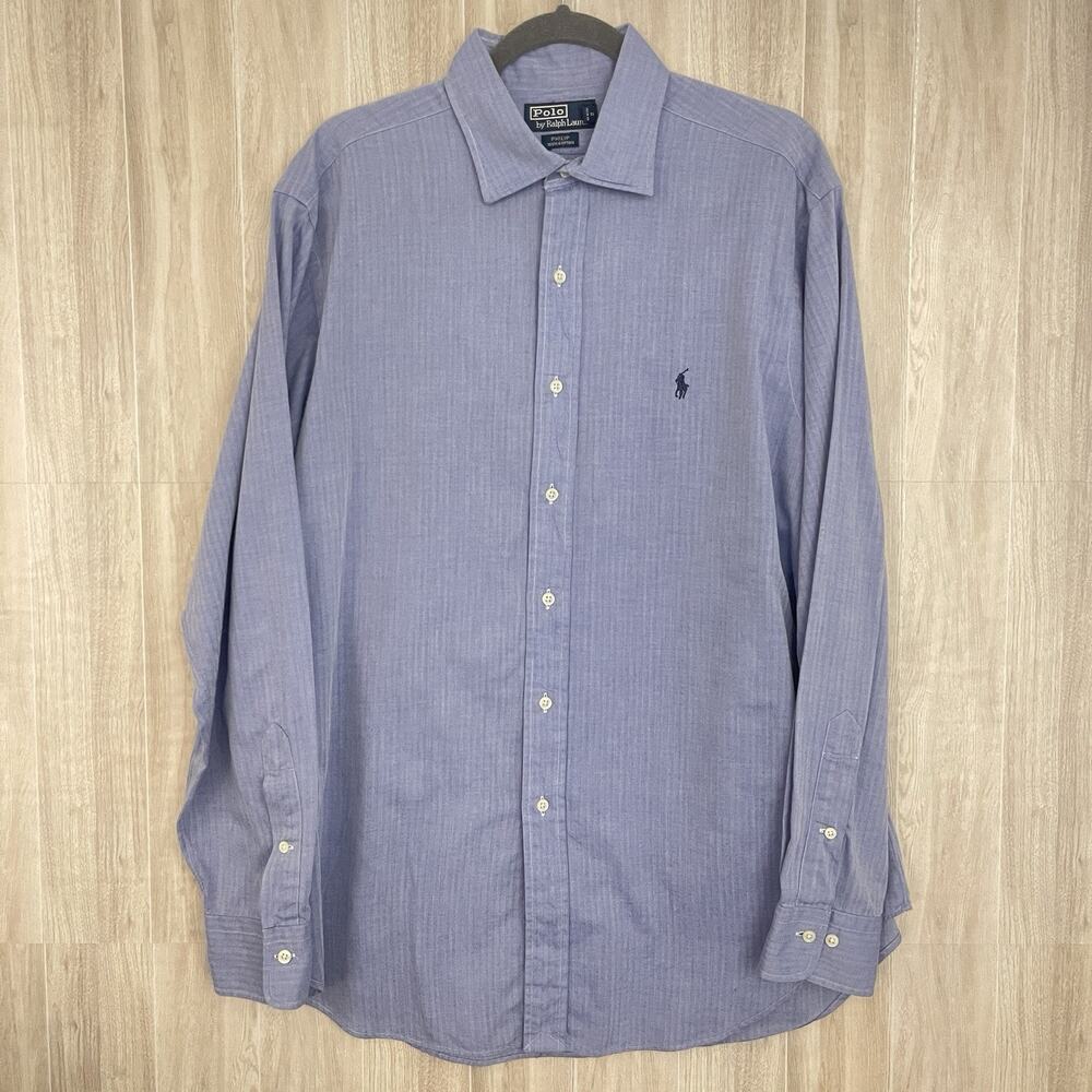 Polo Ralph Lauren Dress Shirt Men’s 16.5 34/35 Philip Blue 100%Cotton Preppy